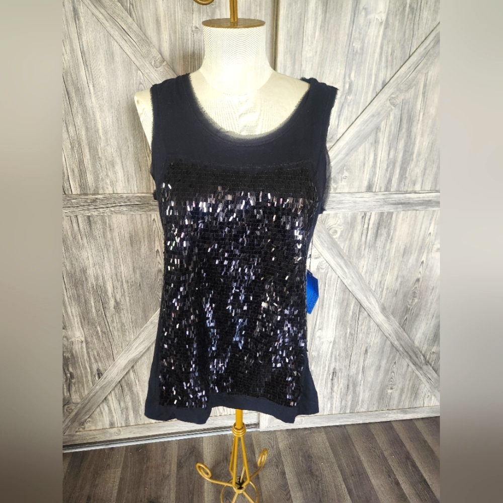 Simply Vera Wang Black Sequin Tank Top